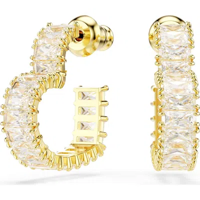 Swarovski Matrix Crystal Heart Hoop Earrings In White