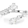 Swarovski Matrix Crystal Hinged Bangle In White/silver