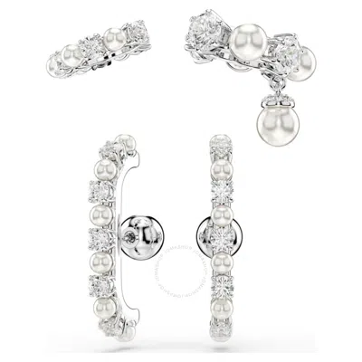 Swarovski Matrix Crystal Pearl Cuff Earrings Set