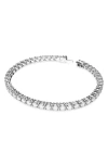 Swarovski Crystal Round Cut Matrix Tennis Bracelet In White