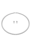 Swarovski Rhodium Plated Matrix Tennis Set In White