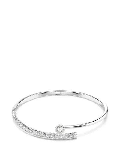 Swarovski Sterling Silver-plated White Crystals Bracelet In Metallic