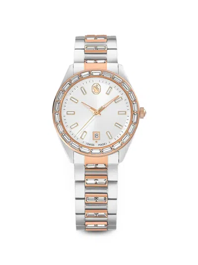 Swarovski Matrix Crystal-embellished-bezel 40mm Watch In Metallic