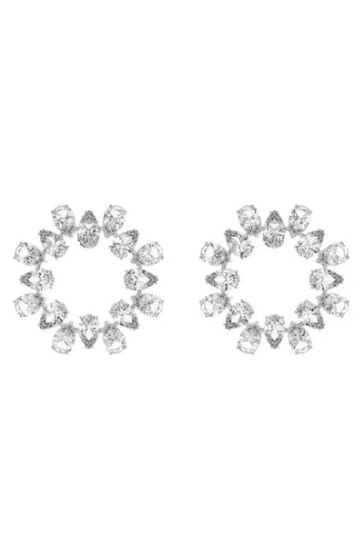 Swarovski Matrix Cubic Zirconia Frontal Hoop Earrings In Metallic