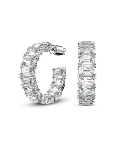 Swarovski Matrix Cubic Zirconia Open Hoop Earrings In Metallic