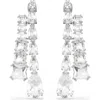 Swarovski Matrix Crystal Drop Earrings In Rhodium Plated In White