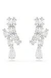 Swarovski Matrix Pierced Earrings Rhodium Shiny White In White/silver