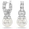 Swarovski Matrix Rhodium Plated Round Cut Drop Earrings In White
