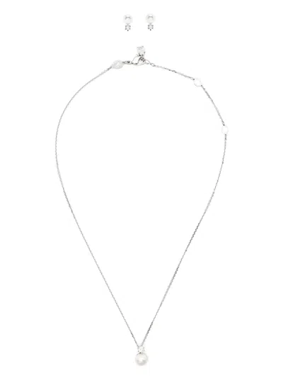 Swarovski Matrix Earrings And Necklace Set In Silver