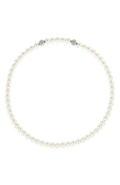 Swarovski Matrix Faux Pearl Tennis Necklace In White