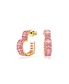 Swarovski Matrix Crystal Heart Hoop Earrings In Pink