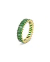 Swarovski Matrix Green Baguette Crystal Stack Ring In Gold Tone In Green/gold