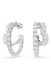 Swarovski Mixed Cut Matrix Heart Hoop Earrings In White
