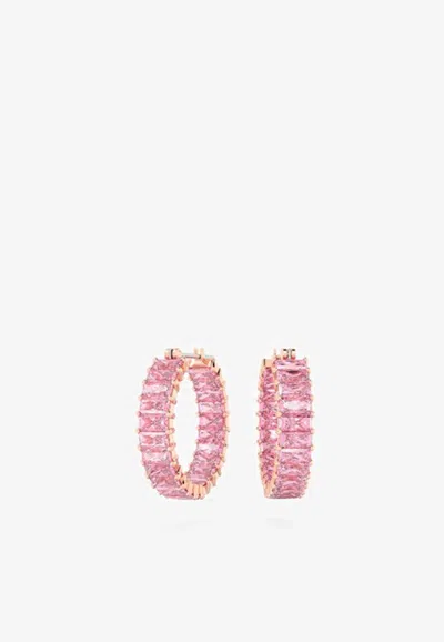 Swarovski Matrix Hoop Earrings In Pink