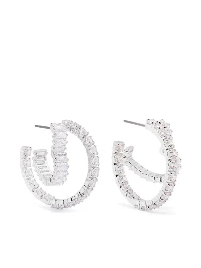Swarovski Matrix Hoop Earrings In 白色