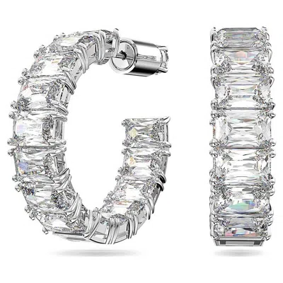 Swarovski Matrix Hoop Earrings In Silver