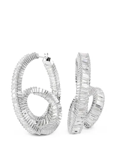 Swarovski Matrix Hoop Earrings In Silver