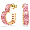 Swarovski Matrix Crystal Heart Hoop Earrings In Pink