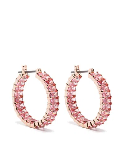 Swarovski Matrix Hoop Earrings In Pink