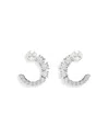 Swarovski Crystal Pearl, Round Cut, White, Matrix Hoop Earrings In Silver
