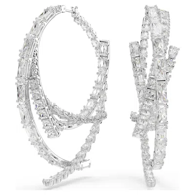 Swarovski Matrix Hoop Earrings In White