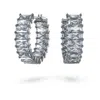 Swarovski Matrix Crystal Baguette Hoop Earrings In Gray
