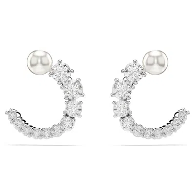 Swarovski Matrix Hoop Earrings In White