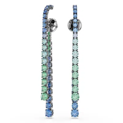 Swarovski Matrix Ladies Gold Plated Earrings In Blue