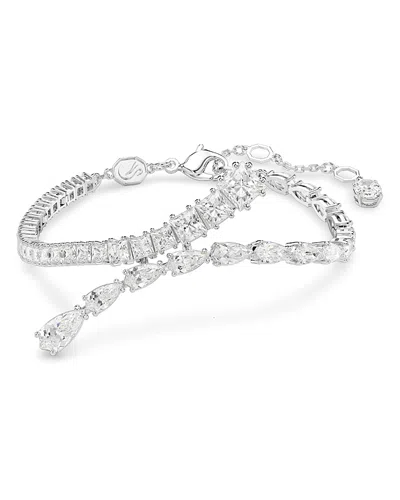 Swarovski Matrix Mixed Cut Crystal Bracelet In Rhodium Plated In Silver
