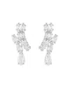 Swarovski Matrix Pierced Earrings Rhodium Shiny White In Silver