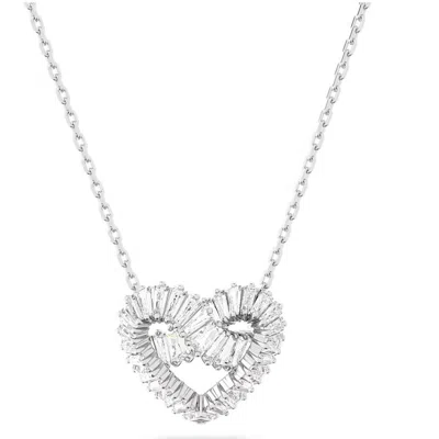 Swarovski Matrix Mixed Cuts Heart Pendant Necklace In White