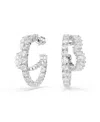 Swarovski Mixed Cut Matrix Heart Hoop Earrings In Clear,silver