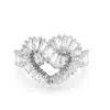 Swarovski Matrix Motif Ring Heart Woven Rhodium Shiny White In Silver Tone