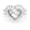 Swarovski Matrix Motif Ring Heart Woven Rhodium Shiny White In Metallic