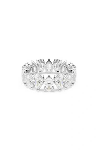 Swarovski Matrix Pear Cut Crystal Eternity Ring In White