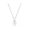 Swarovski Matrix Pendant, Crystal Pearl, Round Cut, White, Rhodium Plated Necklace In Silver
