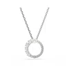 Swarovski Matrix Pendant, Crystal Pearl, Round Cut, White, Rhodium Plated Necklace In Silver