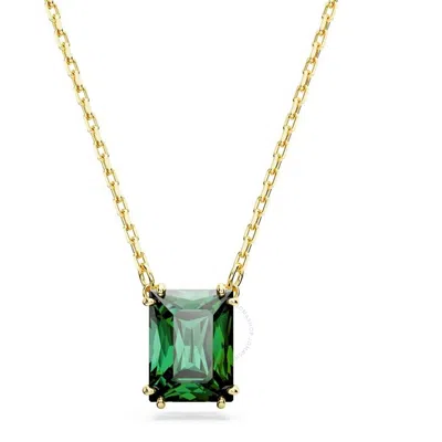 Swarovski Matrix Pendant Gold Shiny Green In Silver Tone