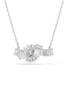 Swarovski Matrix Rhodium Plated Baguette Cut Necklace In Silver