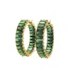 Swarovski Matrix Pierced Earrings Hoop Gold Shiny Green In Silver Tone