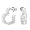 Swarovski Matrix Pierced Earrings Hoop Hrt S Rhodium Shiny White In White