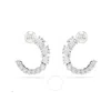 Swarovski Matrix Pierced Earrings Stud Circle Rhodium Shiny White In White