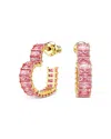 Swarovski Matrix Crystal Heart Hoop Earrings In Pink