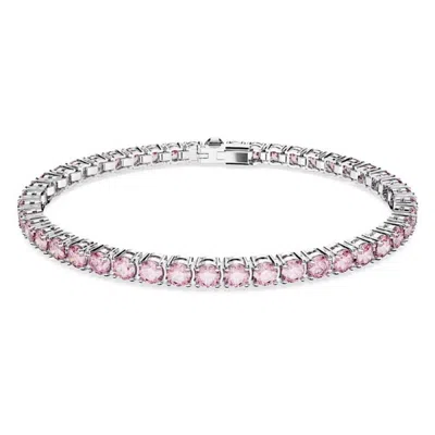 SWAROVSKI SWAROVSKI MATRIX PINK RHODIUM PLATED TENNIS BRACELET