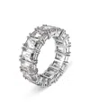 Swarovski Matrix Rectangle Cut Ring In Rhodium Plated In Metallic