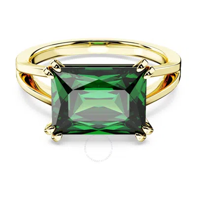 Swarovski Matrix Rectangular Cut Cocktail Ring In Green