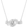 Swarovski Matrix Rhodium Plated Baguette Cut Necklace In White