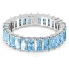 Swarovski Matrix Band Ring Rhodium Shiny Aquamarine In Blue