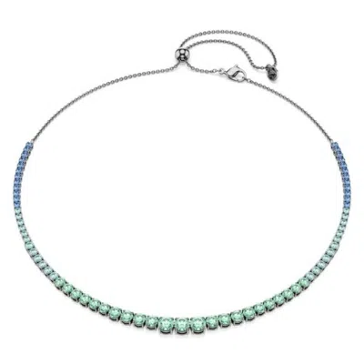 Swarovski Matrix Rhodium-plated Crystal Necklace In Blue