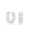 Swarovski Matrix Rhodium Plated Hoop Earrings In Silver